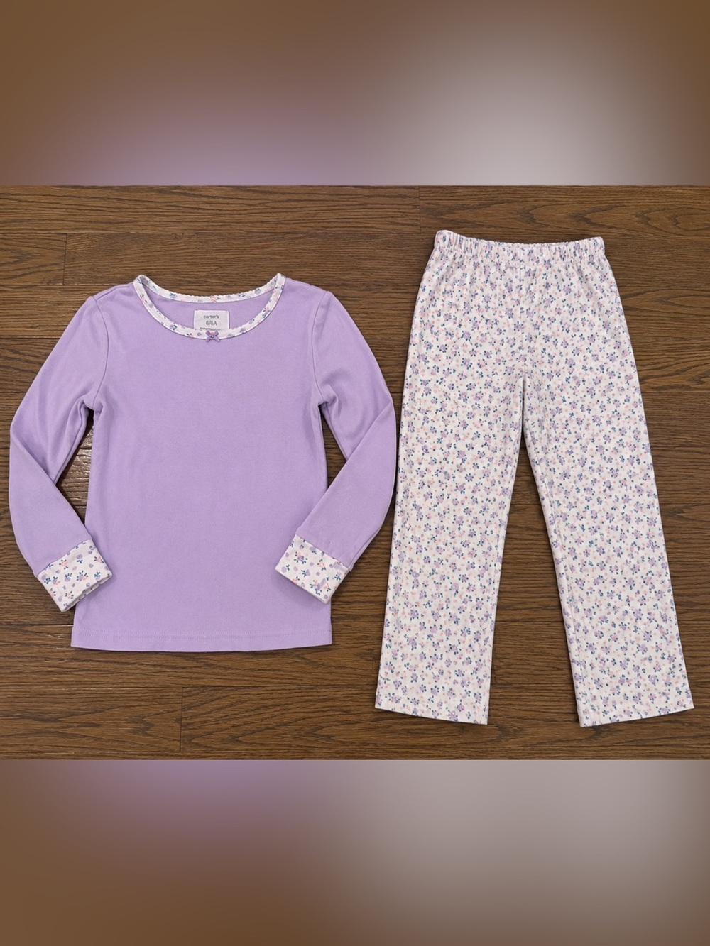 Carter's Girls Floral Pajama Set Size 6 Blue Floral Top & Bottoms